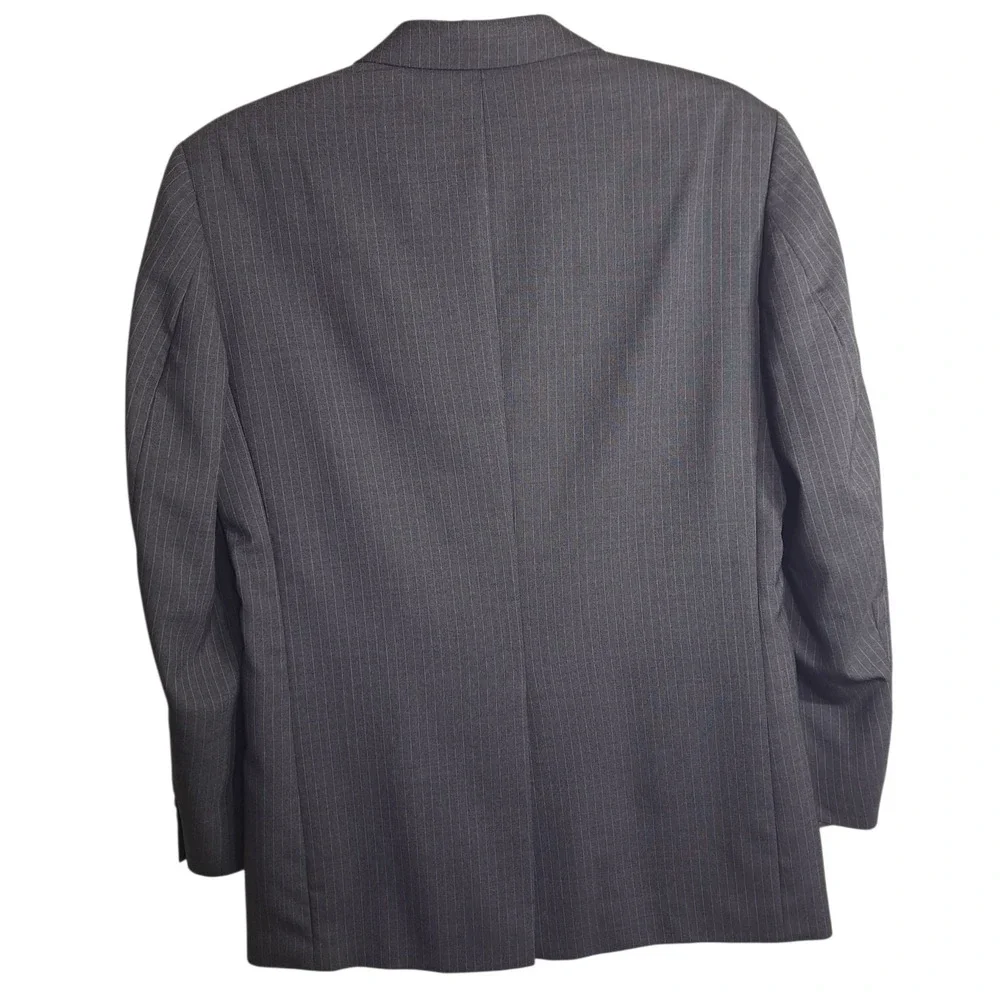 Structure Men's Blazer Jacket 38R Gray‎ Pinstripe 3 Button 100% Wool Business